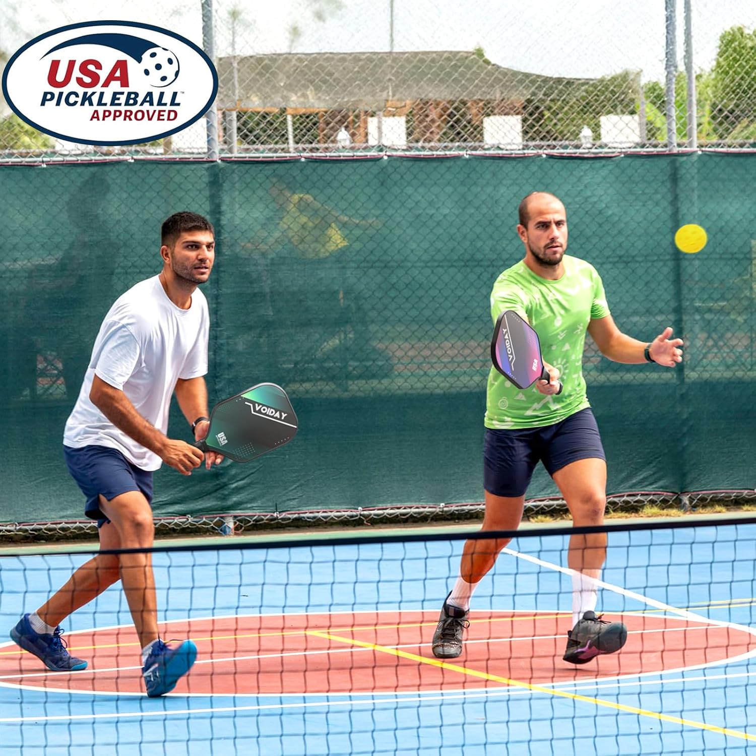 Pickleball Paddles Set of 2, USAPA Approved Fiberglass Pickle Ball Paddles with 4 Pickle Balls, Durable &Lightweight Racket for Beginners, Pros, Men, Women, Adults, Kids (Mix)