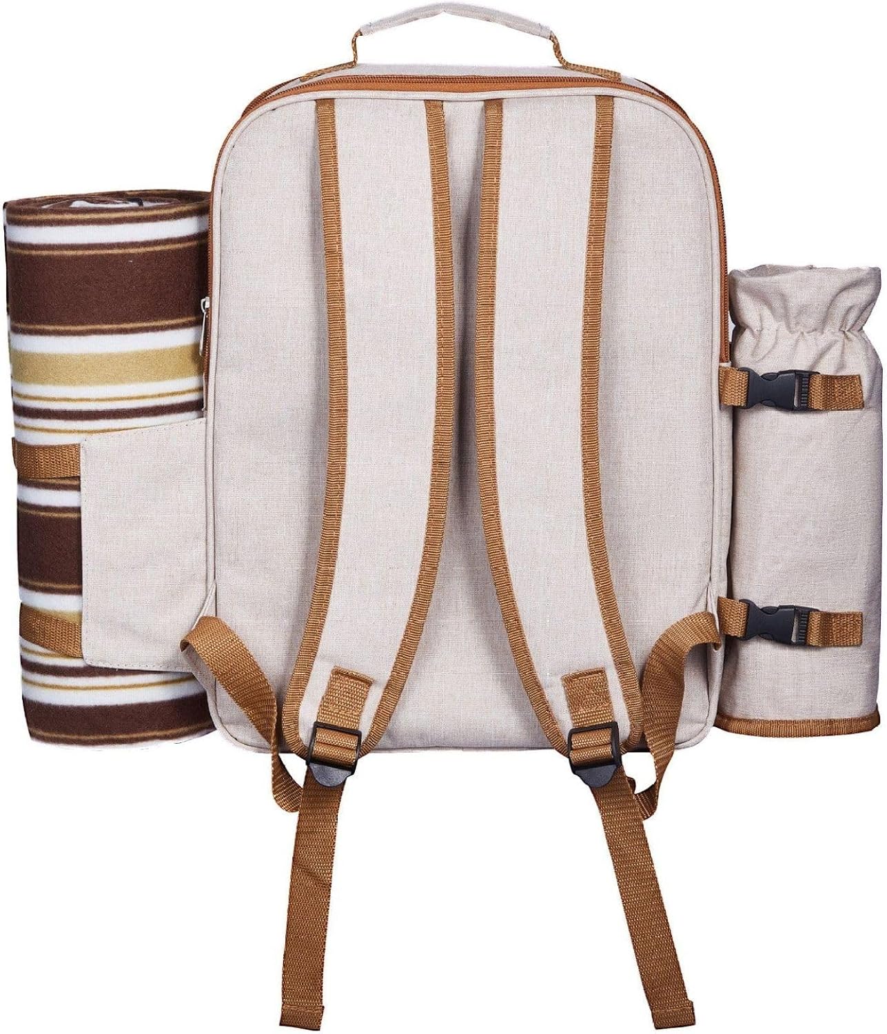 Picnic Backpack for 4, Insulated Cooler Backpack, Beach Picnic Set with Wine Holder & Blanket