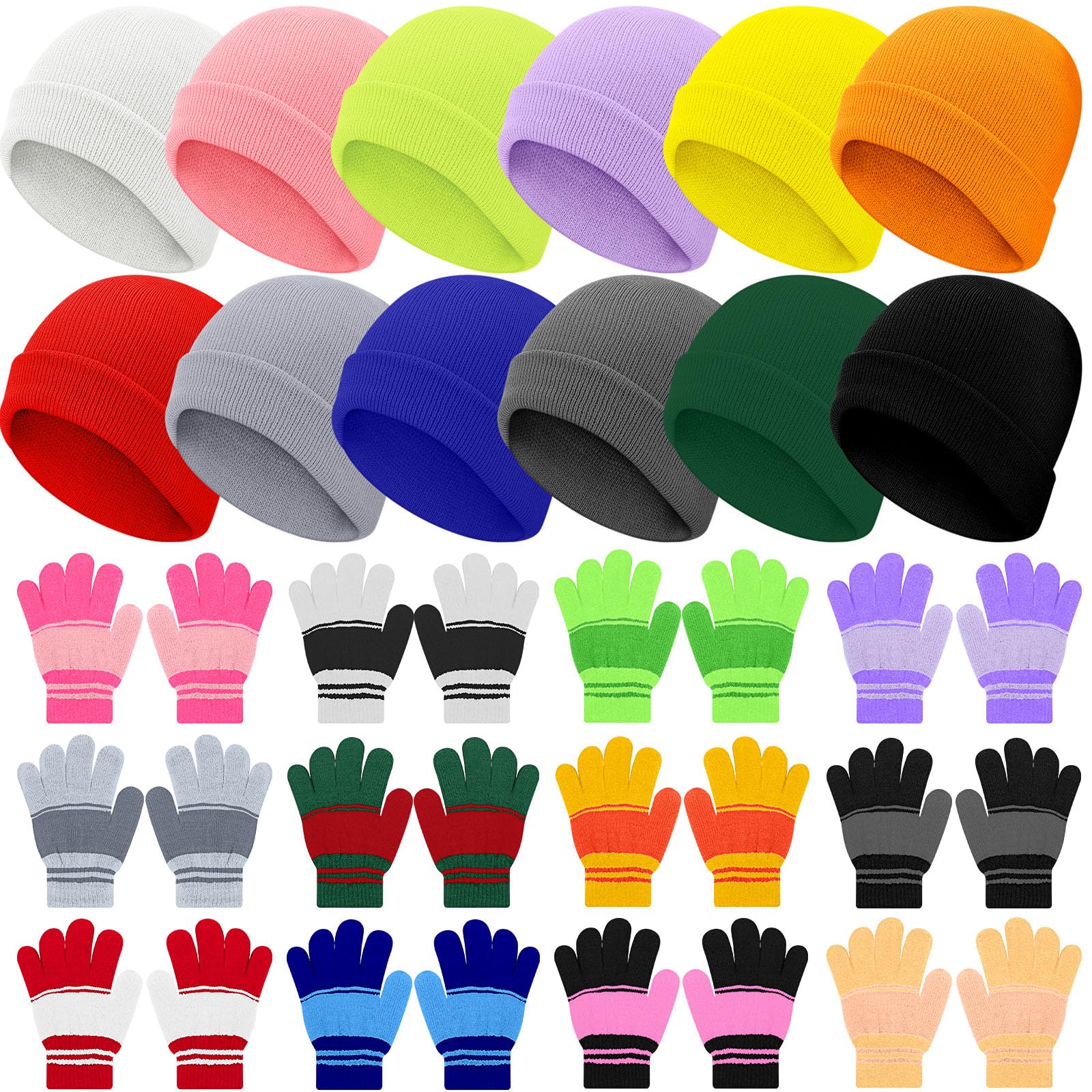 Twistover 24 Pcs Kids Hats and Gloves Sets