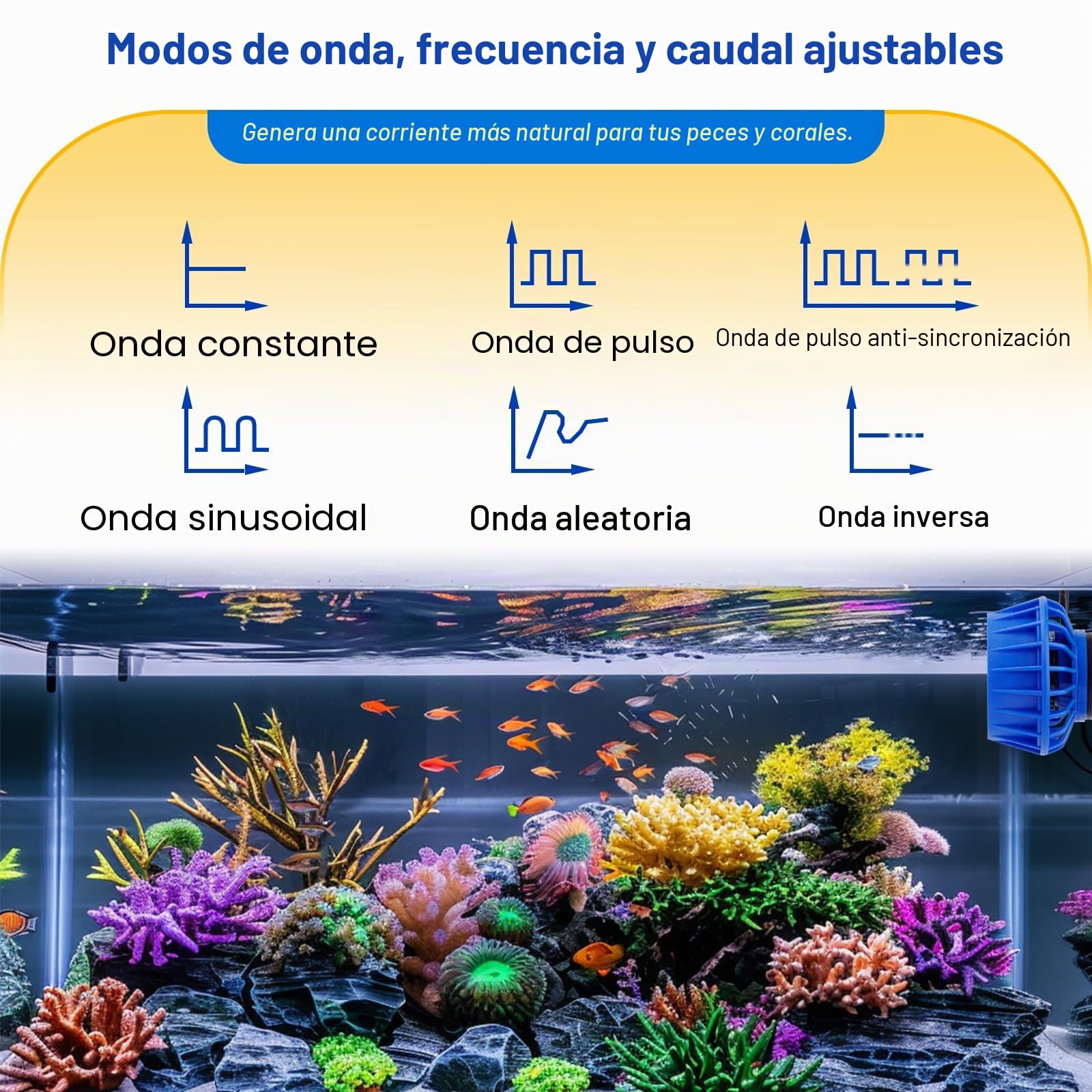 hygger DC Aquarium Wavemaker - Bomba de flujo para acuarios de agua dulce y salada (10 W)