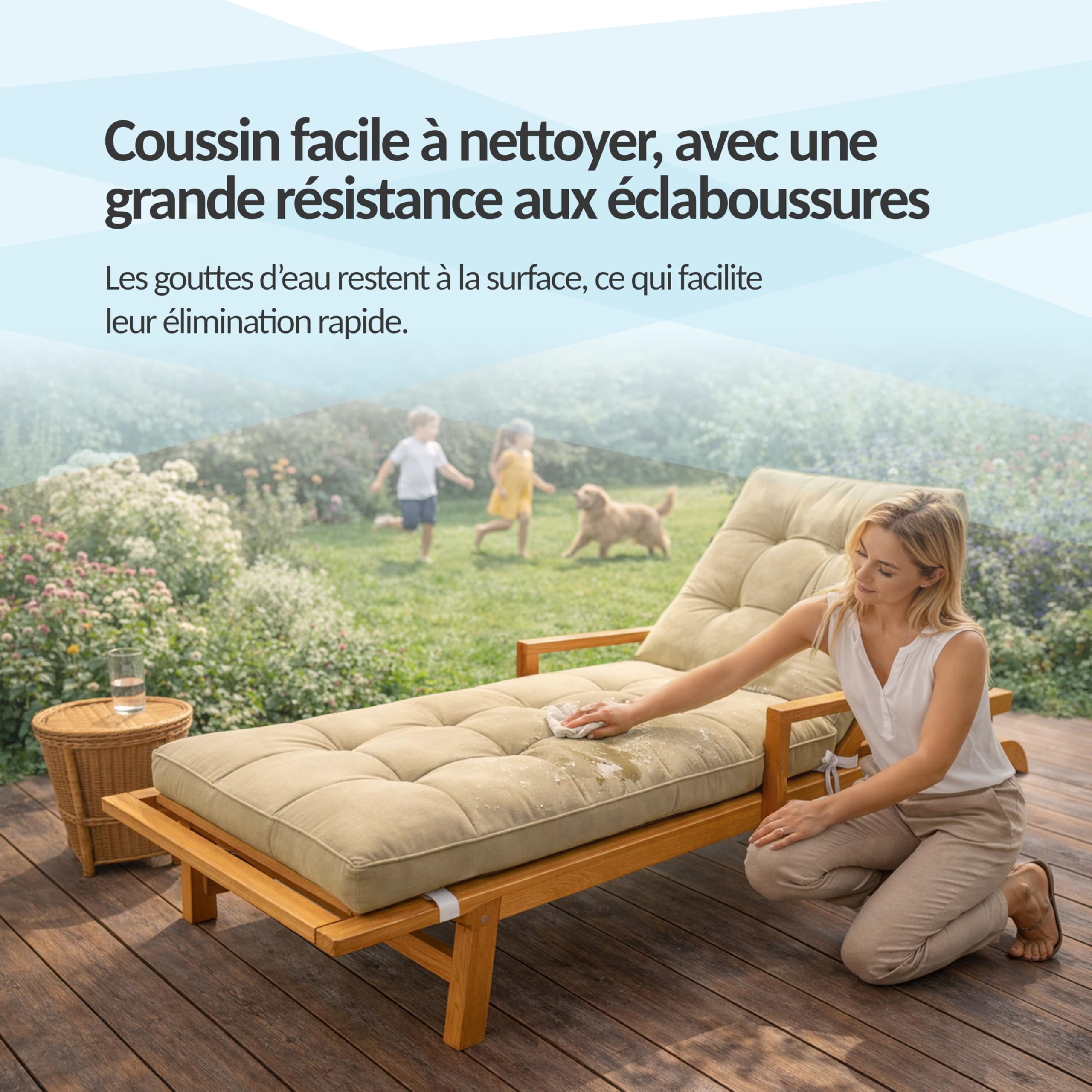 POKAR Coussin Bain de Soleil 200x60x13 cm | Imperméable et Déperlant | Matelas Transat Finition Matelassée | Coussin pour Chaise Longue de Jardin | Épaisseur 13 cm | Oeko-TEX | Made in EU | Gris