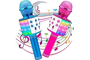Wireless Bluetooth Karaoke Microphone, 5-in-1 Portable Mic with Flashing Light