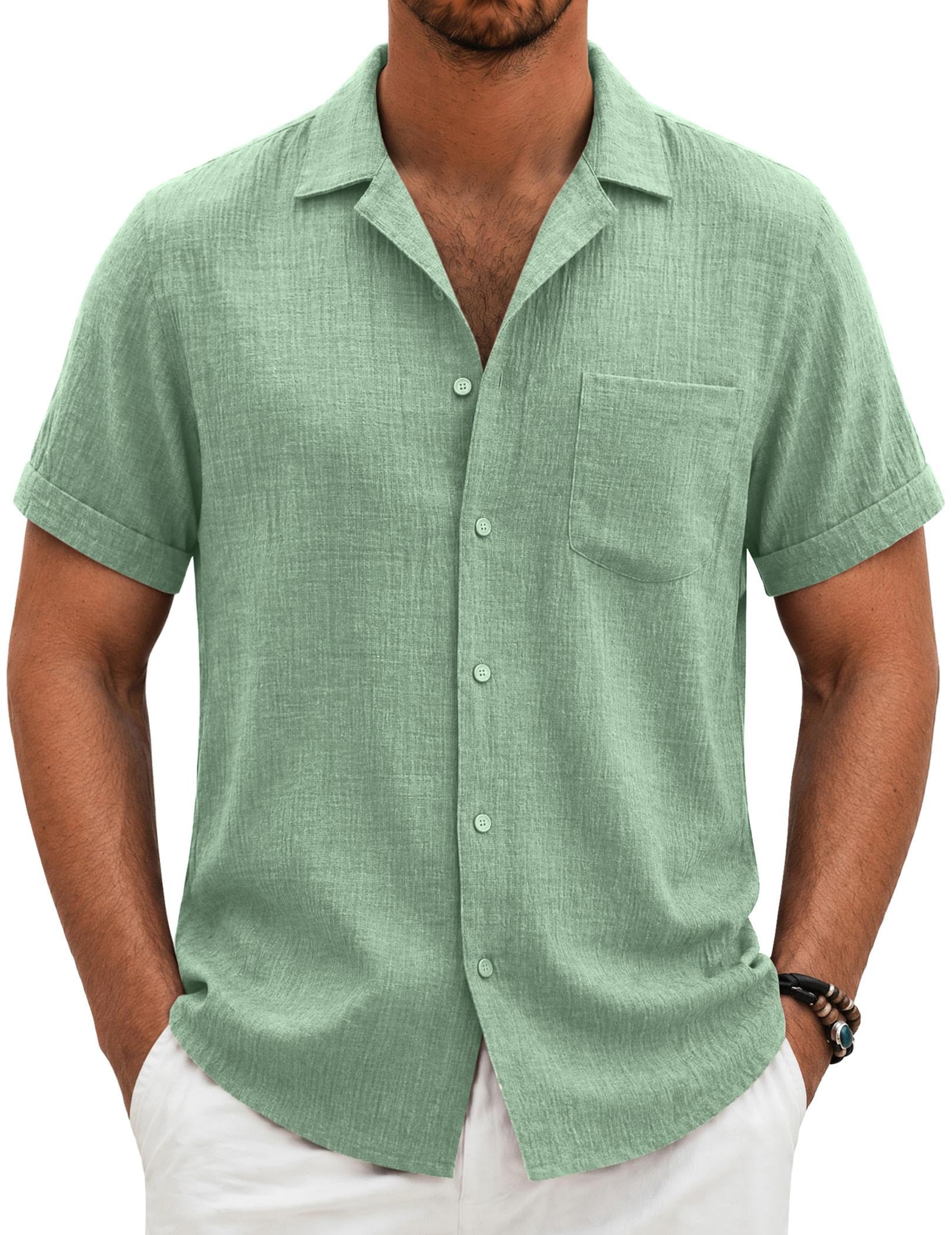 COOFANDY Linen Button Down