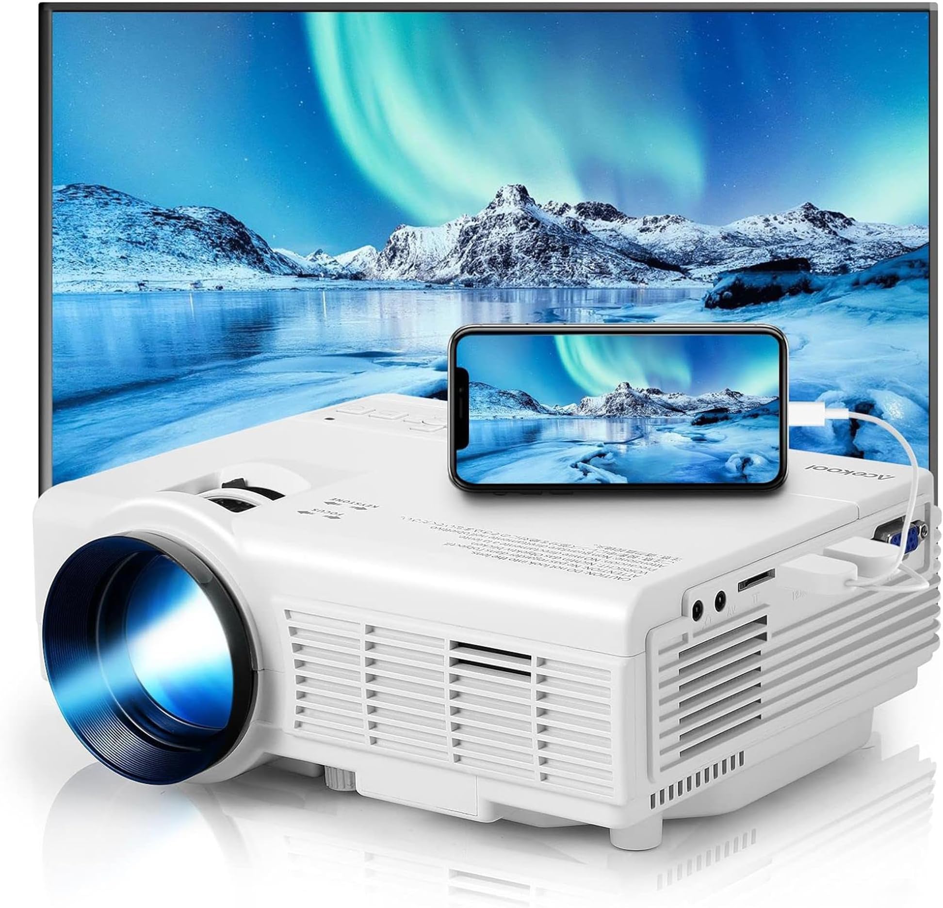 Video Projector HD 1080P Portable Projectors with 5G WiFi & Bluetooth, Compatible with TV Stick, HDMI, USB, PS5, iOS, Android Mirroring- Perfect for Home Theater (VEDIO PROJECTOR)
