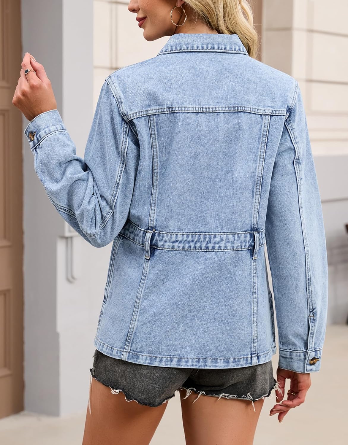 Kedera Women Oversized Denim Jacket Jean Jacket Button Down Boyfriend Shacket with Pockets - Image 2