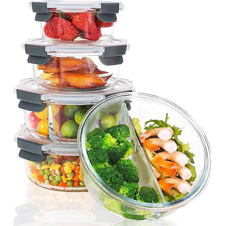 Moretoes 10-Piece Glass Food Storage Container Collection: Elevate Your Meal Preps with Leak-Proof Glassware