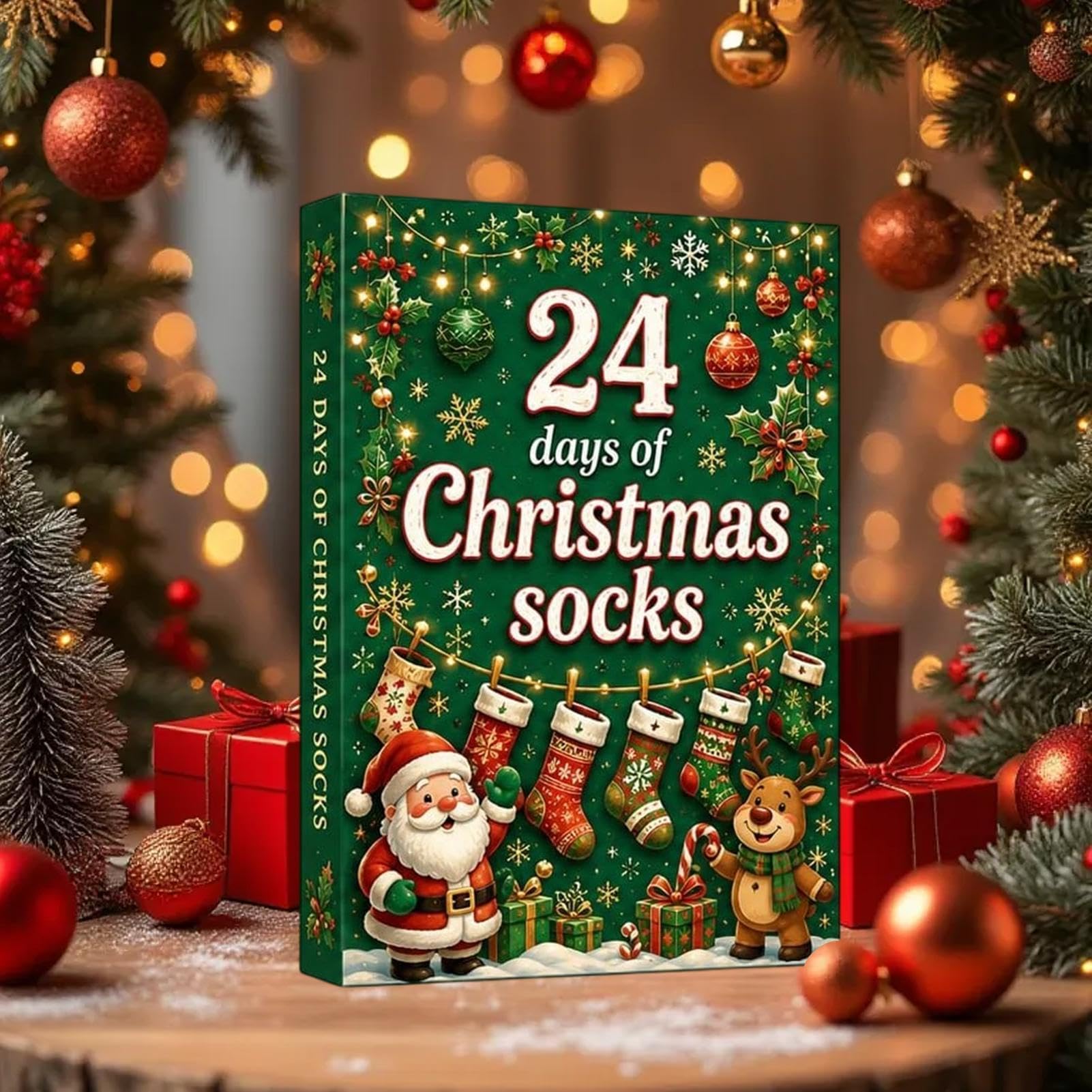 Calendrier de l'Avent de Noël - 12 paires de chaussettes chaudes en coton