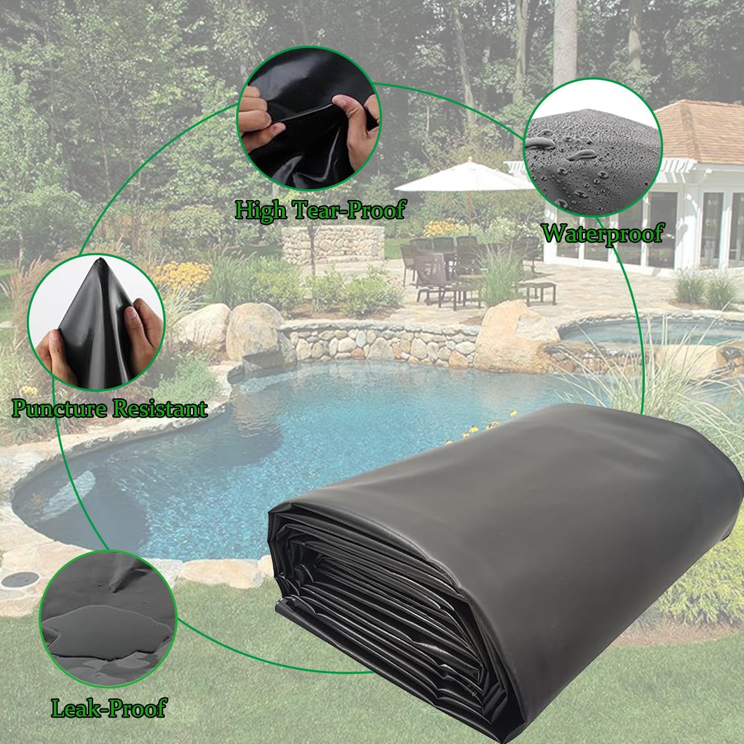 Teichfolie 12x15m 0,12mm - HDPE Wasserdicht Für Garten & Springbrunnen