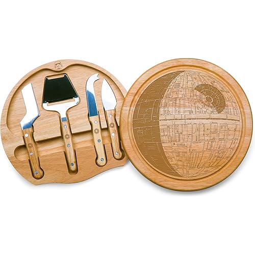 PICNIC TIME Star Wars Death Star Circo Cheese Board and Knife Set, Charcuterie Board Set, Wood Cutting Board, (Parawood)