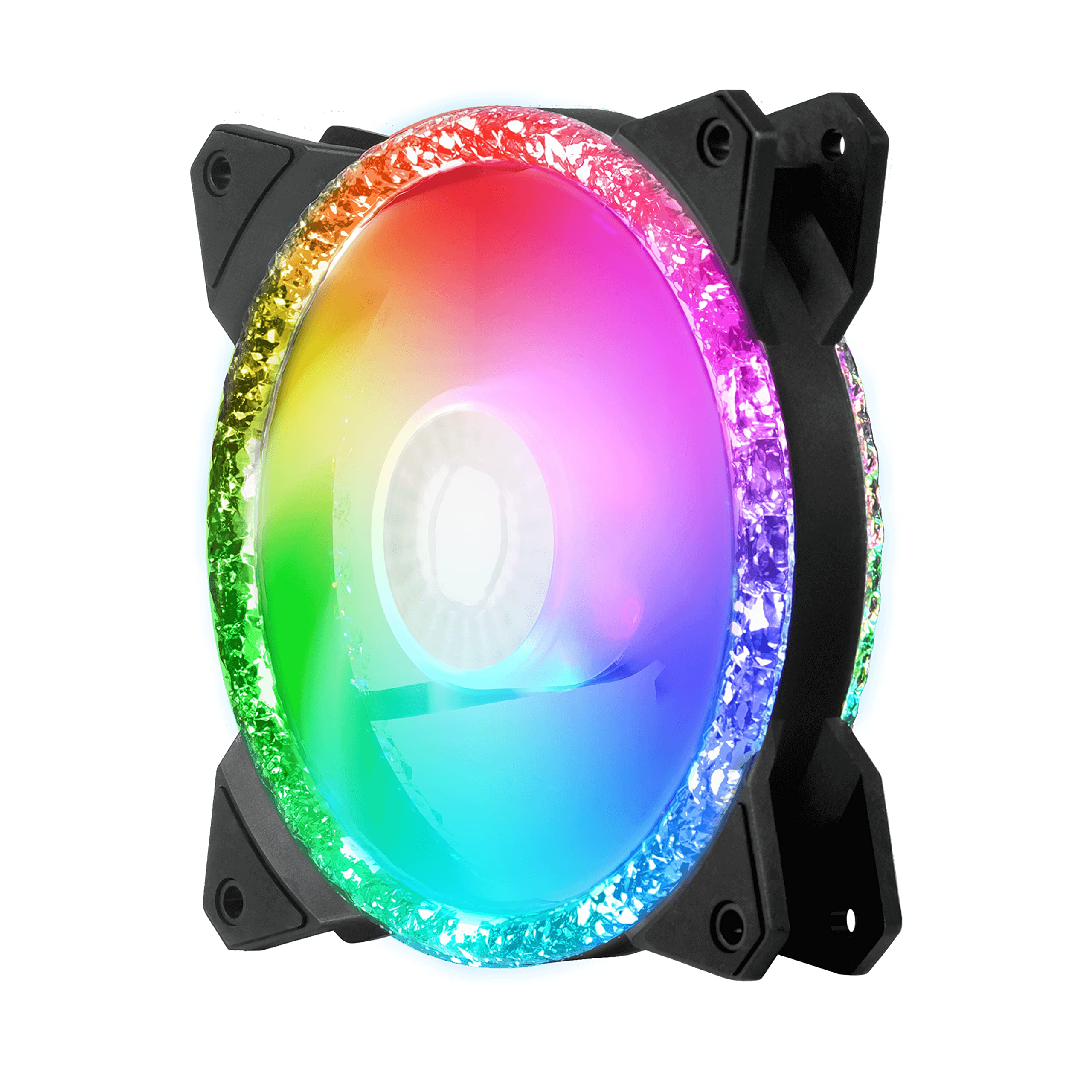 Cooler Master MasterFan MF120 Prismatic - Ventilateur de Boitier 120mm, Éclairage RGB Adressable à Triple Boucle, Effet Cristal, Réduction de Bruit - Compatibilité Universelle Noir