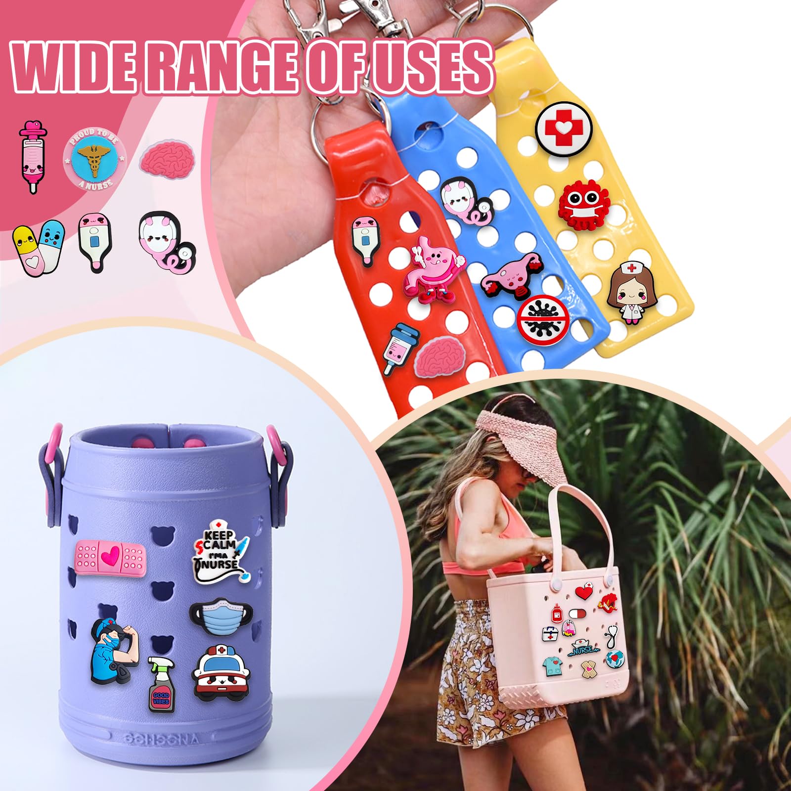 40/82 PCS Nurse Doctor Accesorios para Shoes, PVC Pin Crocs Waterproof Adornos Medical Care Series