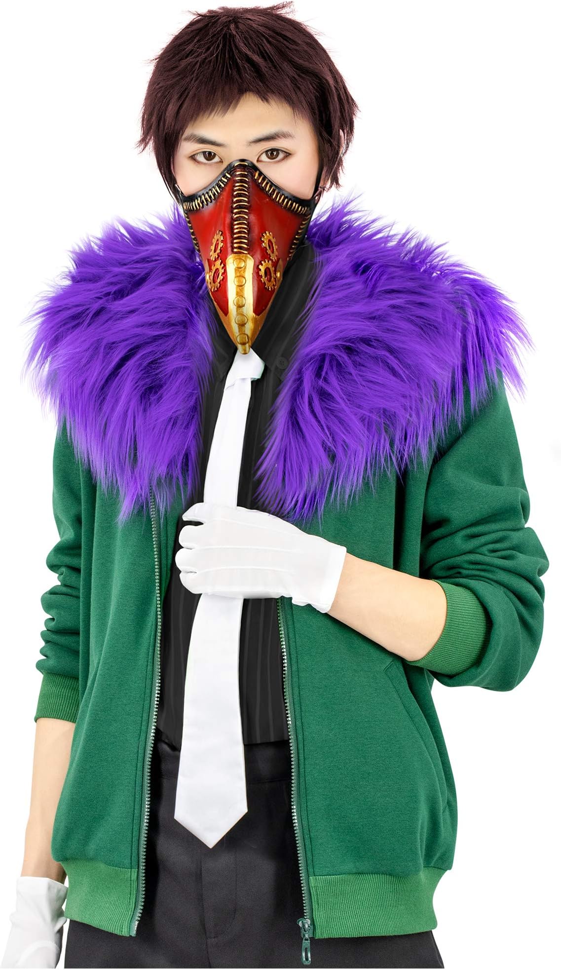 C-ZOFEKAnime Costume Cosplay Green Jacket With Fur Collar for Halloween