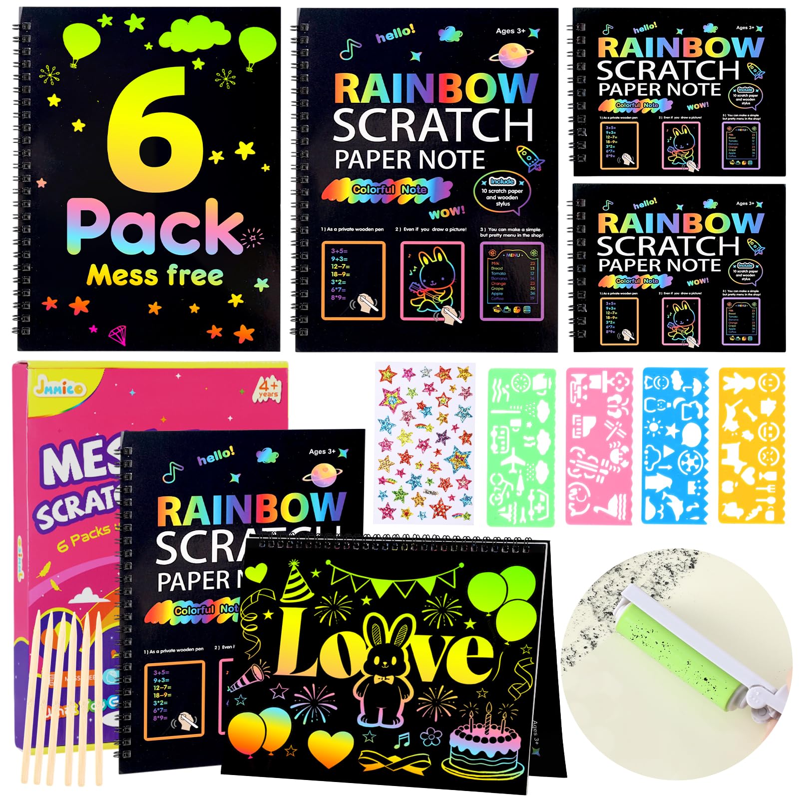 Amazon.com: JMMICO 6 Packs Rainbow Scratch Notebook, Easter Basket