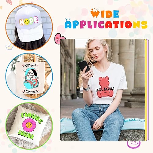 Miniatura 5 de Tintnut Vinilo HTV de neón, 10 hojas de 12 x 10 pulgadas, vinilo de transferencia de calor neón pastel para camisetas, bricolaje, compatible con