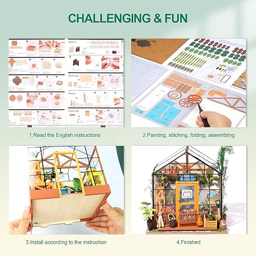 Miniatura 6 de RoWood Kit de rincón de libros, casa de muñecas en miniatura, kits de casa pequeña para construir para vivir