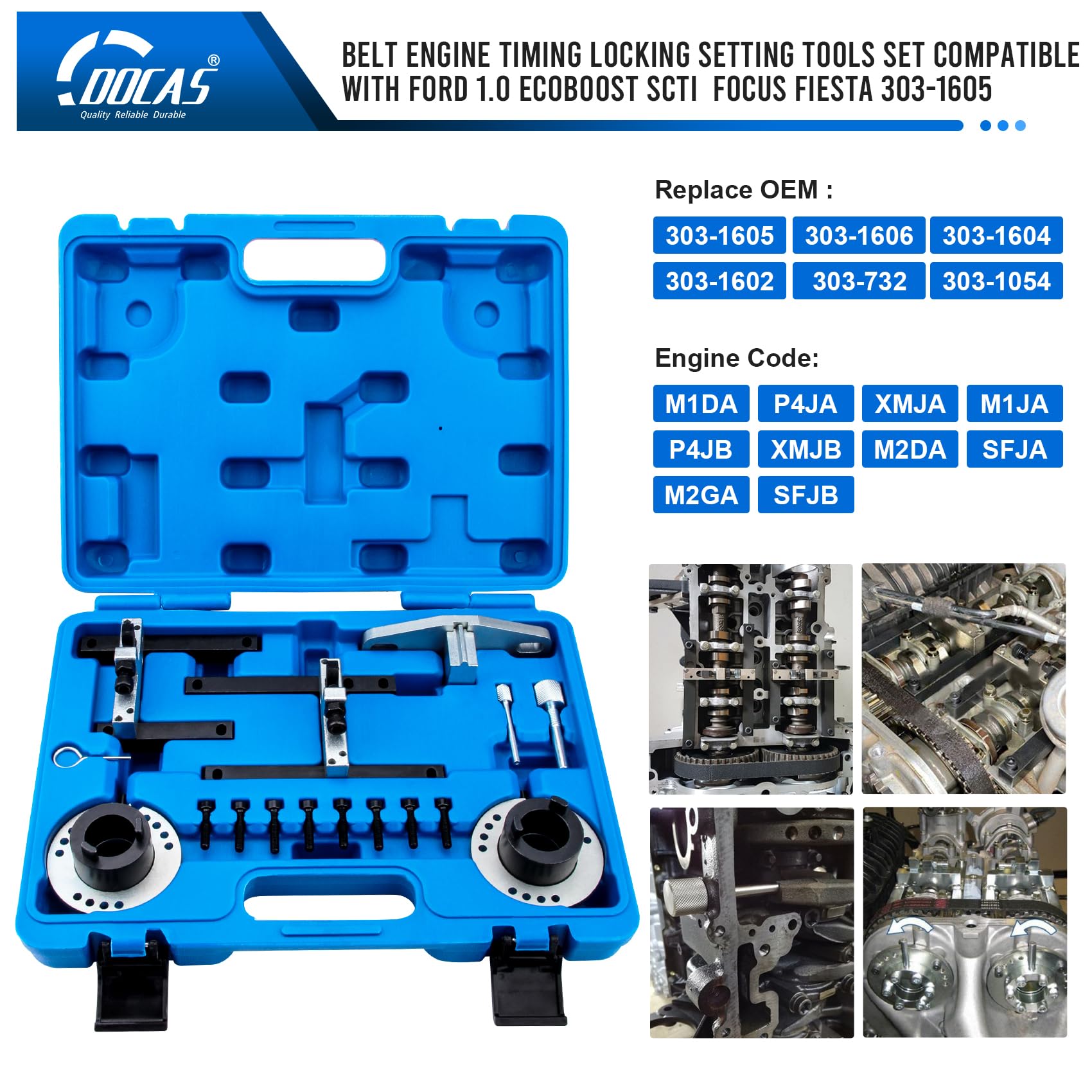 DOCAS Kit Messa in Fase del Motore bloccaggio, Strumenti per allineamento Albero a camme Compatible per Ford 1.0 EcoBoost Focus 12-18 Fiesta 13-17 303-1605 303-1606 303-1604 303-1602