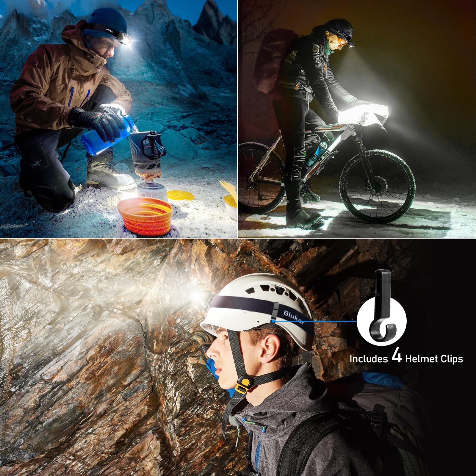 Blukar Torcia Frontale LED Ricaricabile, 2000 Lumen Super Luminosa Lampada Frontale, 10 Modalità & Dimmerabile in Continuo, IPX5 Impermeabile Torcia da Testa per Campeggio/Trekking/Pesca/Emergenza