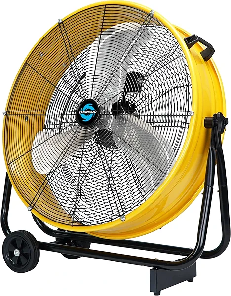 Tornado 24" Metal Drum Fan - High Velocity, 7700 CFM, 3-Speed, Heavy Duty for Industrial & Commercial Use, 1/3 HP Motor, 8 FT Cord, ETL Listed