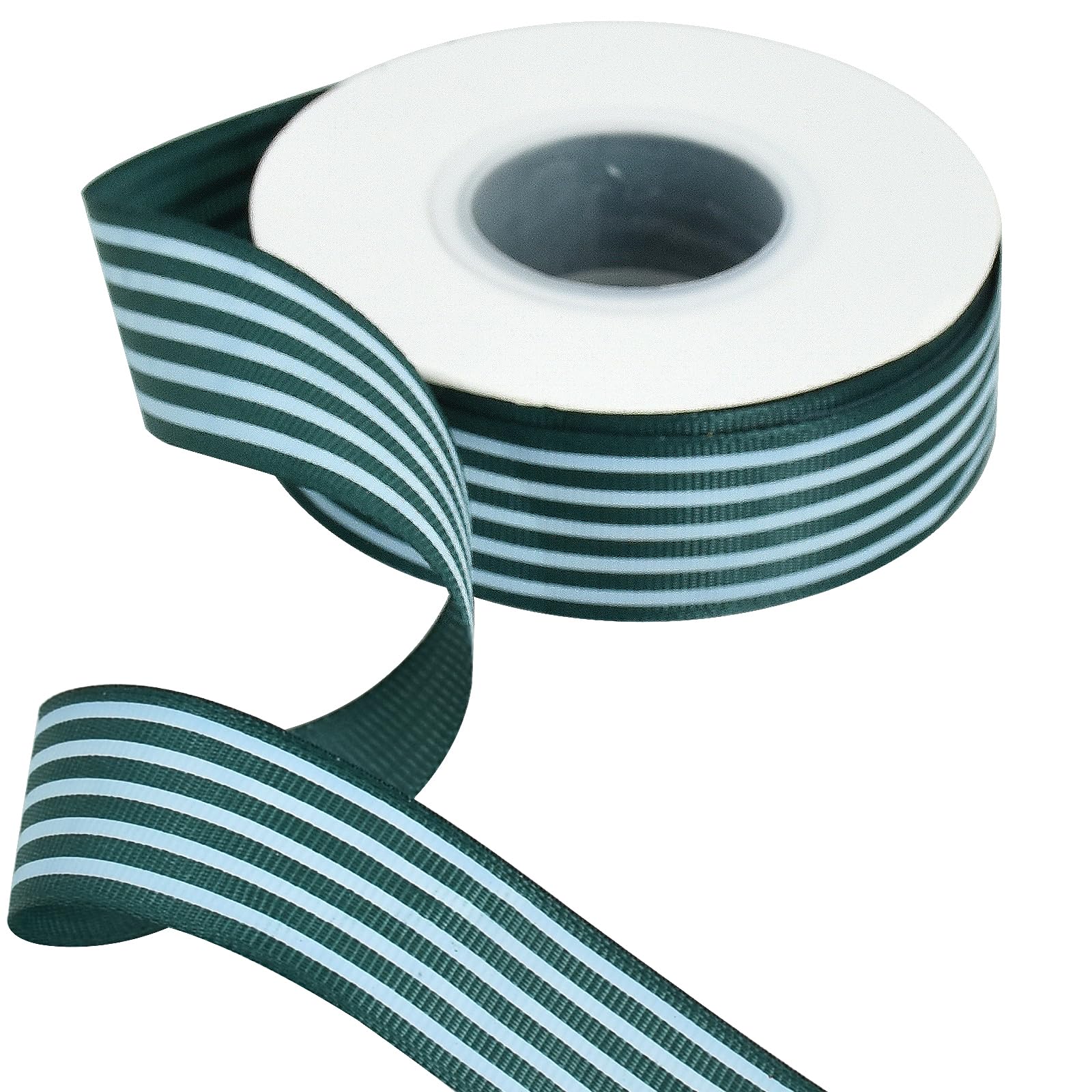 TONIFUL Green White Striped Ribbon 1 Inch Wide Fabric Grosgrain Ribbons 25 Yards Roll for Gift Wrapping Valentine's Day DIY Hair Accessories Crafts Party Holiday Wedding Christmas Birthday Decoration — image 1