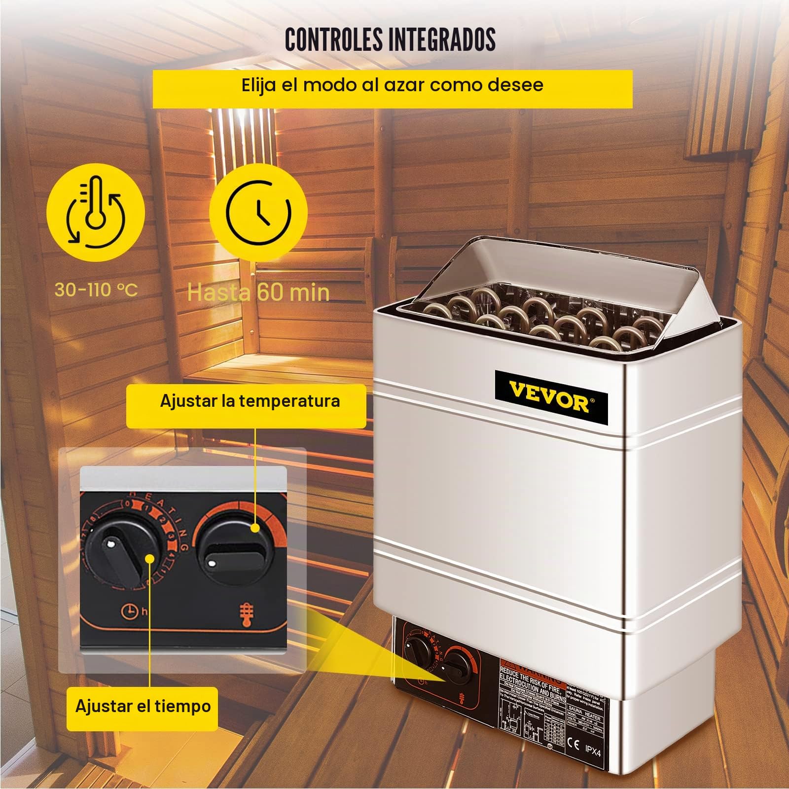 Estufa eléctrica para sauna 9kw con control termostático integrado 380-415V Sauna Heater