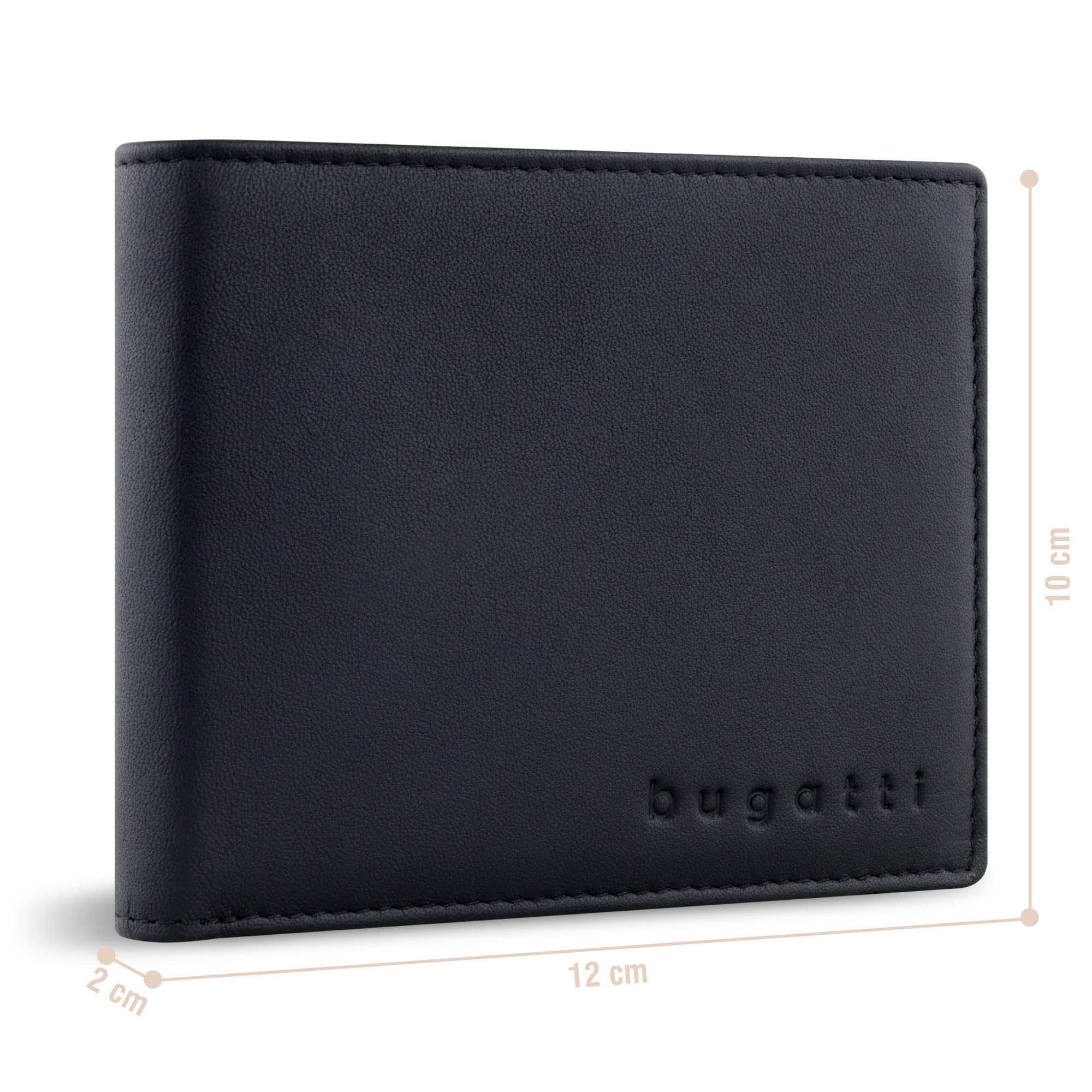 bugatti Lima Geldbörse Herren aus Leder, Portemonnaie Querformat mit RFID-Schutz, schwarz