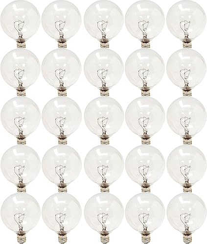GE Bombillas incandescentes de globo, 25 vatios, G16.5, luces de tocador (paquete de 25)