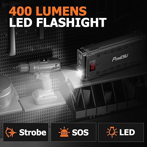 Miniatura 3 de Arrancador de batería portátil para automóvil, pico de 3000 A (hasta 10.0 L de gasolina o motor diésel de 8L) caja de salto portátil de 12 V con