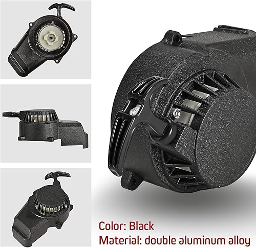 Miniatura 3 de Arrancador de retroceso de aluminio negro para motor de 2 tiempos 47cc 49cc Pocket Bike Mini ATV Dirt Bike