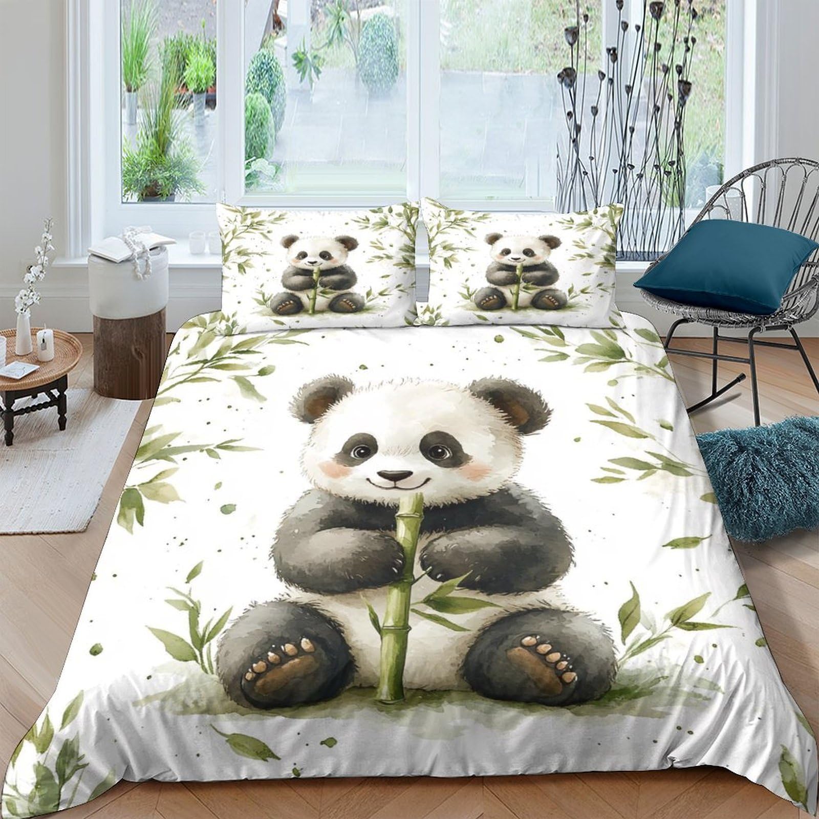 Ctjqhvkz Style-4 3D Printed Cute Panda Fitted Sheet Microfiber Soft Cartoon Bamboo Bed Cover For Bedroom Dorm Mattress Protection Decor Single（135X200cm）