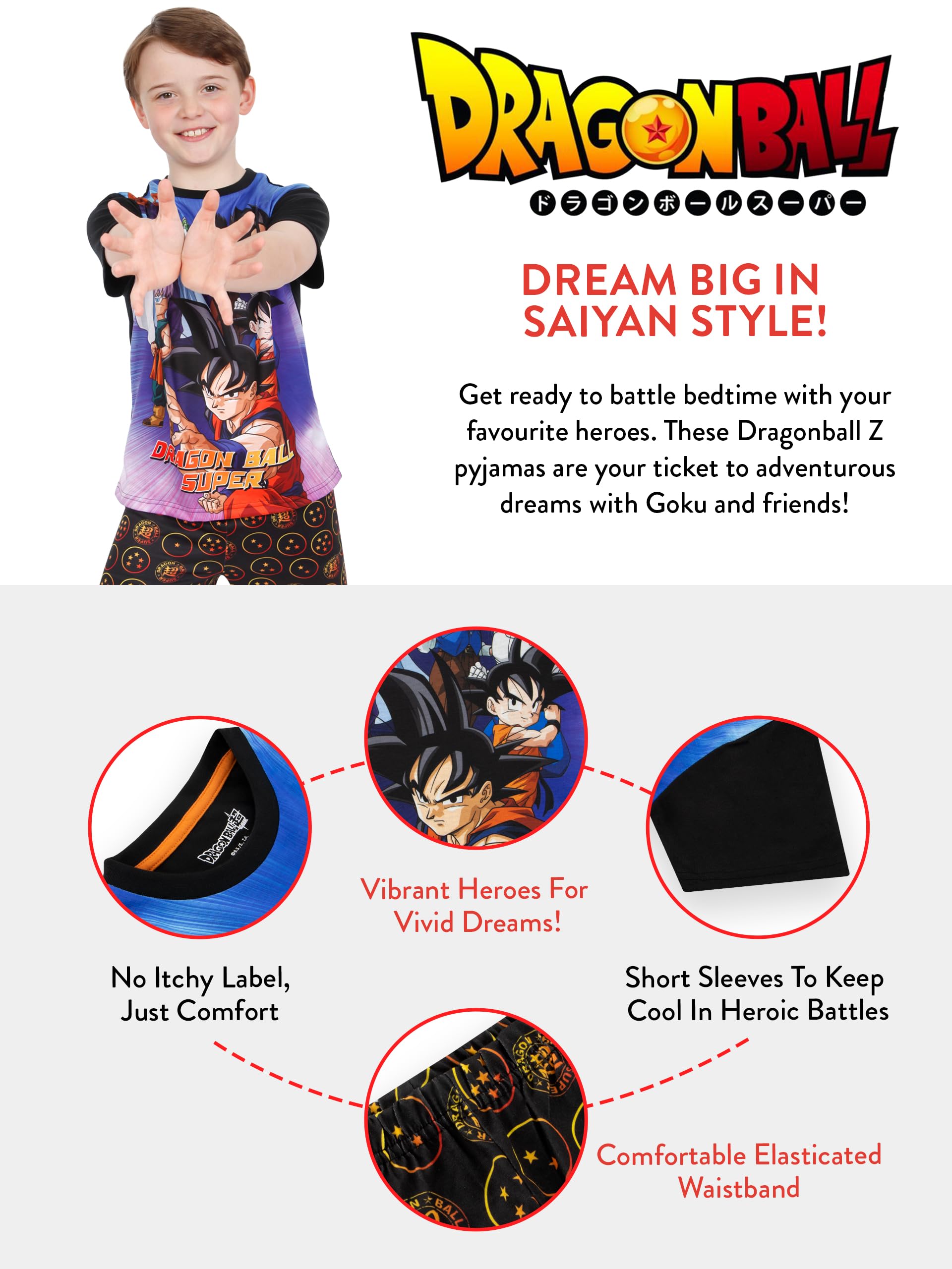 Dragon Ball Z Pigiama Goku Pigiama Bambino | Pigiamone Anime Dragon Ball | Pigiami Ragazzo Estivo