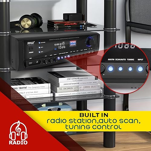 Miniatura 4 de Pyle Sistema amplificador de potencia de audio para el hogar, 300 W, 4 canales, caja de receptor de sonido estéreo de potencia de cine de