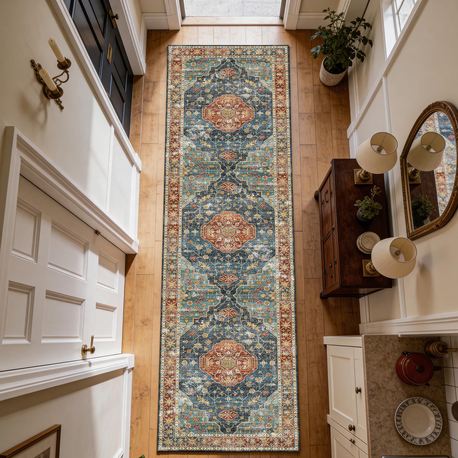 Decoranddecor Vintage Washable Hallway Runner Rug 60x240cm Non-Slip โ image 1