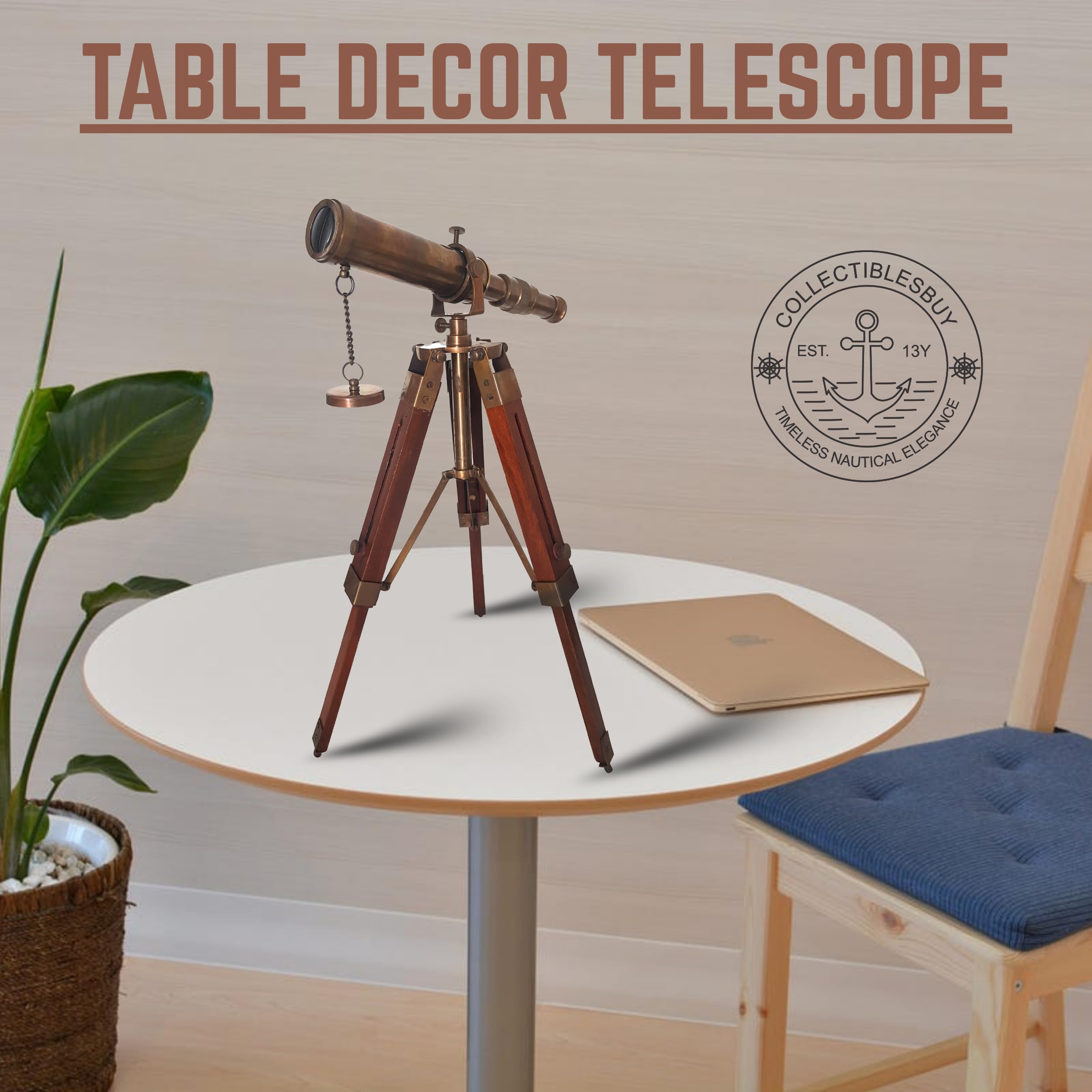 Amazon.co.jp: ヴィンテージ真鍮航海望遠鏡、木製三脚、海上装飾