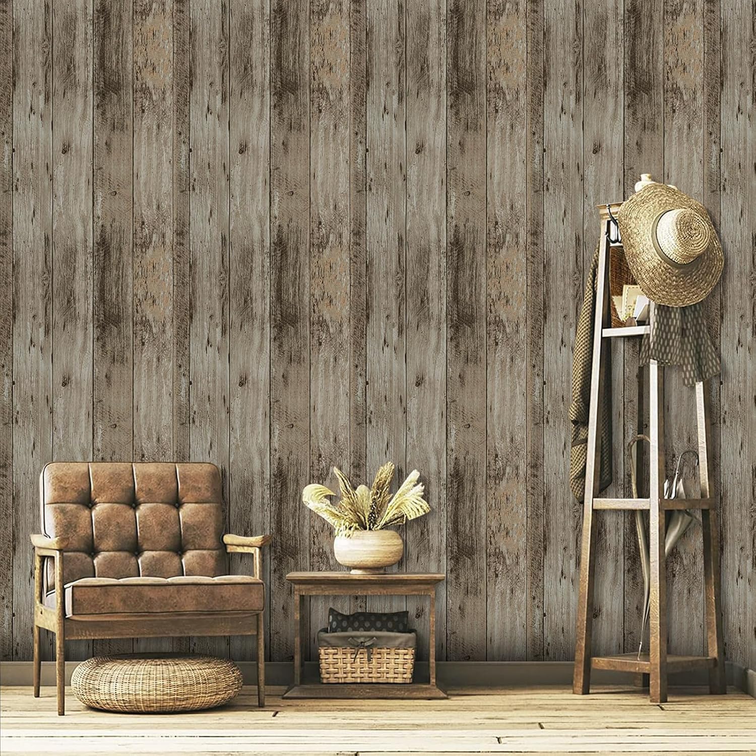 TANONE Khaki Linen Wallpaper PVC Self-Adhesive Removable Peel And Stick - View #6