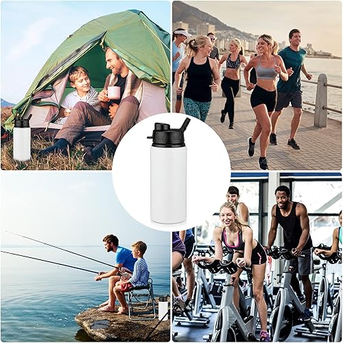 Miniatura 7 de Shellwei 10 botellas de agua de aluminio de 17 onzas reutilizables con tapas a presión, botella de agua de metal, ligera, portátil, botella de agua