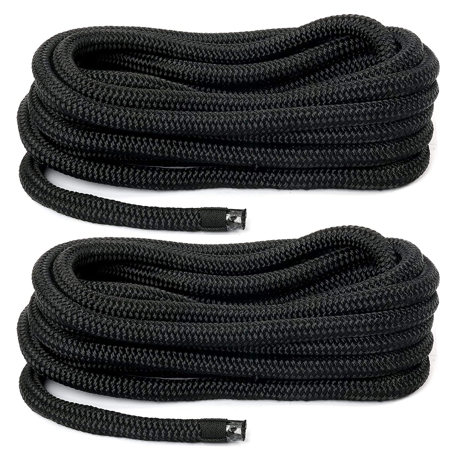 FreeTec 2-częściowa lina do łodzi łódź Fenderleine Nylon Dockline Linia cumownicza Lina Fender z oczkiem 16 mm średnica 7,6 m długości czarna