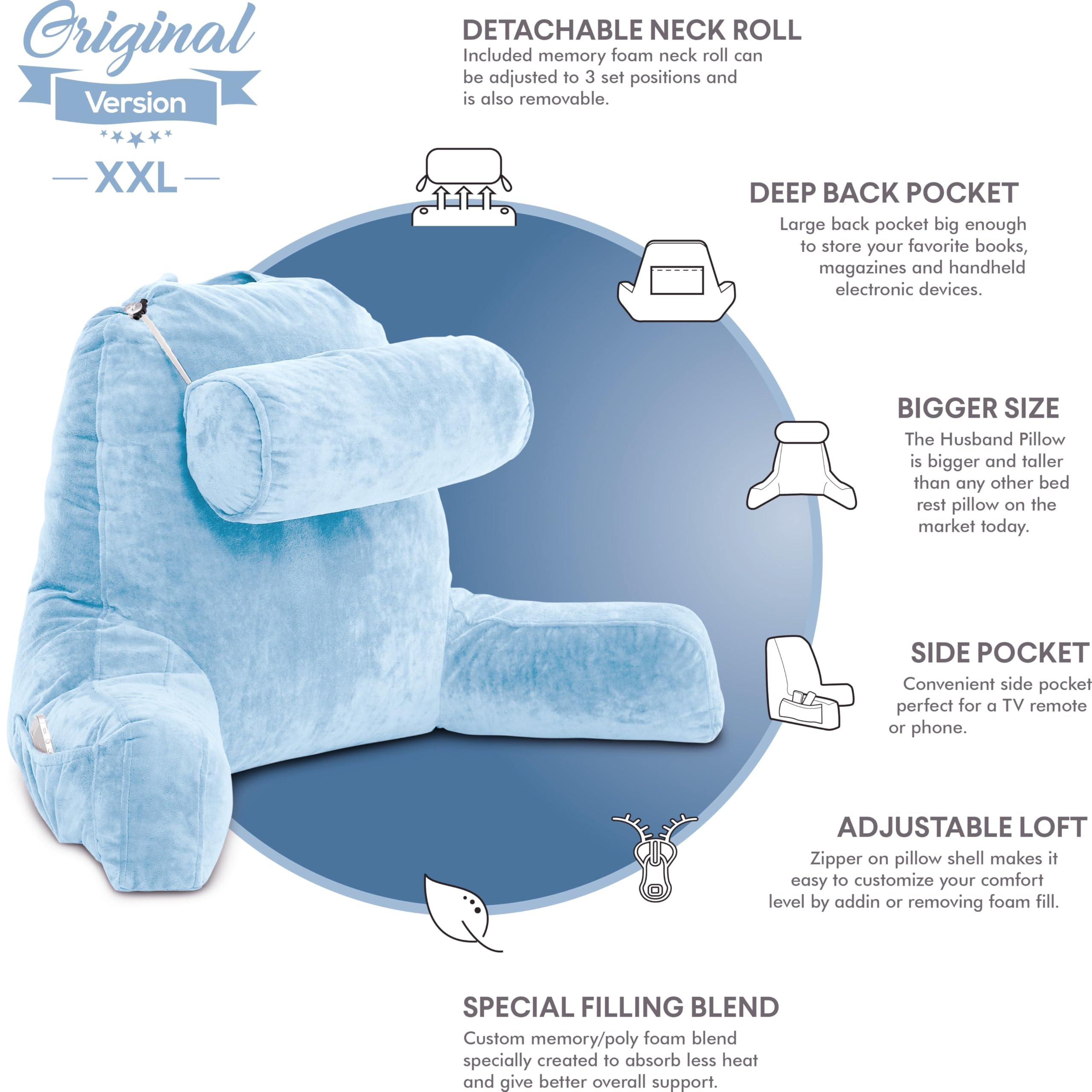 Amazon.com: Husband Pillow XXL Reading Pillow with Arms - 30