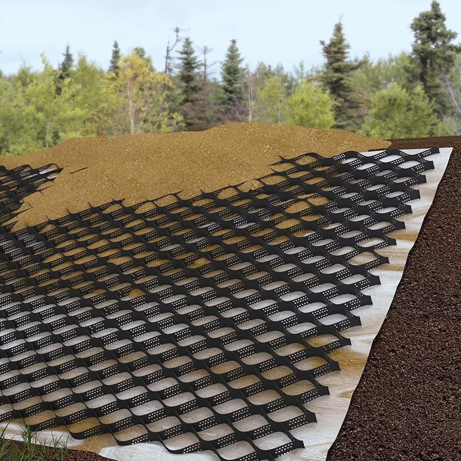 Geomalla permeable de 10m x 6m para estabilización de grava en pendientes y suelo celular
