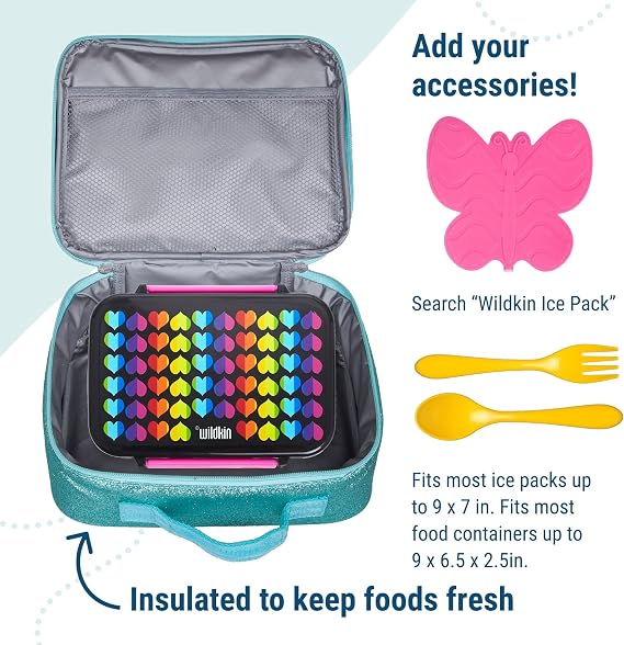 Wildkin Kids Insulated Lunch Box, Blue Glitter