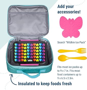 Wildkin Kids Insulated Lunch Box, Blue Glitter