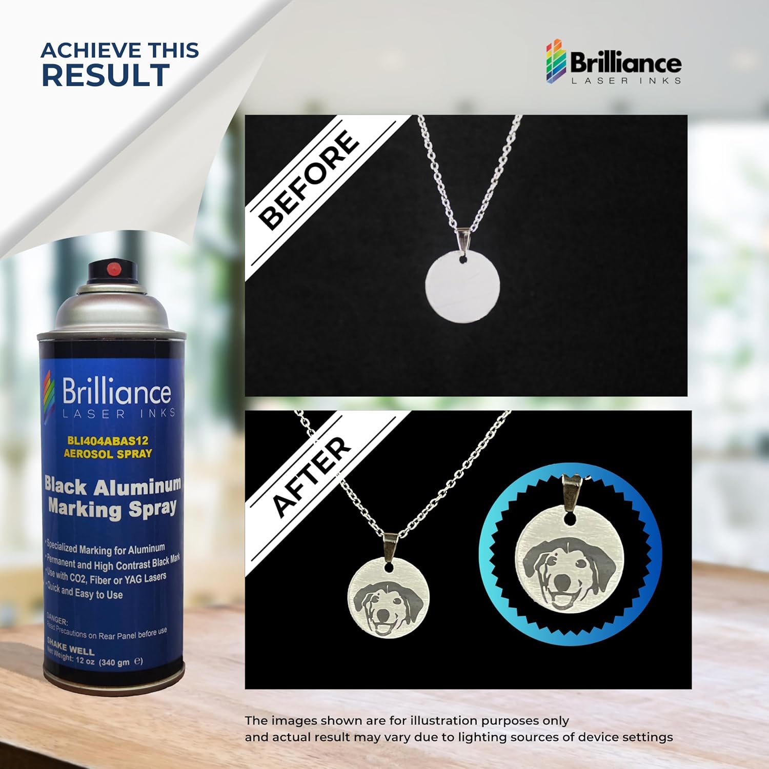 Brilliance Laser Inks 12 Oz Aluminum Laser Marking Spray - Black, Anti Clog Permanent Metal Engraving Aerosol Compatible with Fiber, YAG, Diode, and CO2 Engraver Machine - Image 6