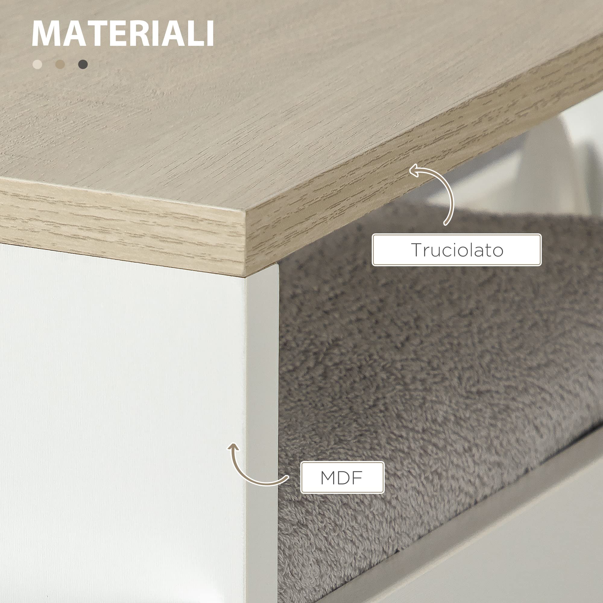 kleankin Carrello da Cucina a 3 Ripiani Salvaspazio, Mobiletto Bagno con Rotelle e Maniglia in Legno per Bagno, 48x15x80cm, Bianco