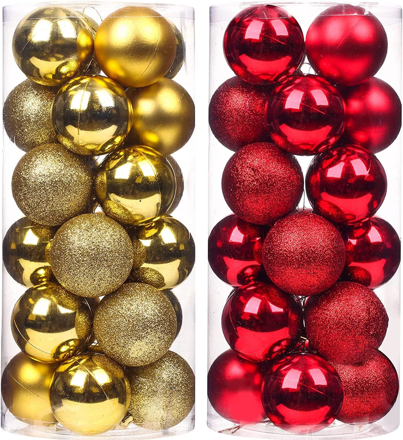 48Pcs 1.57" Christmas Balls Ornaments for Xmas Christmas Tree, Shatterproof Christmas Holiday Party Garden Decoration 2022 New Year's Eve Ornaments(Golden and Red)