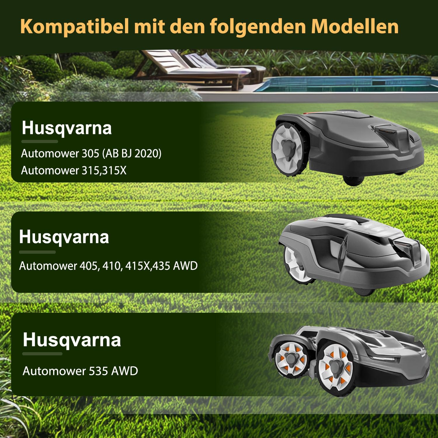 【Schneiden Sie Effizienter】Messerteller + 6 Stück Ersatzmesse für Husqvarna G3-P15,Automower 305, 310,315, 315x, 405, 410, 415x, 435, 535 AWD Serie Mähroboter Messerscheibe Rasenroboter Drehscheibe