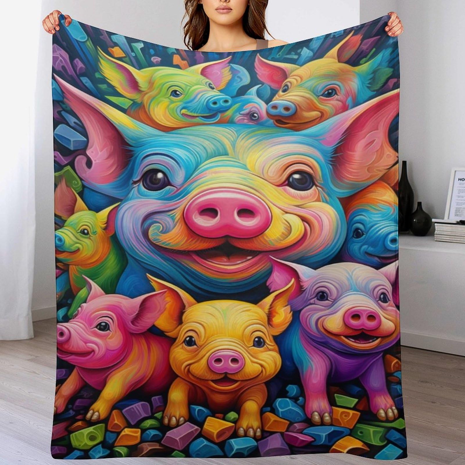 Plaid cochon imprimé pour des soirées cocooning et des voyages confortables
