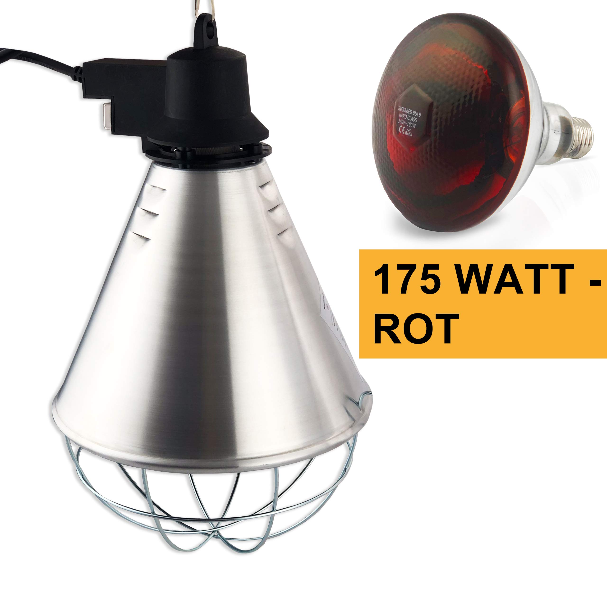 GlowUp R125 E27 Infrarotlampe, 250W Dimmbar Infrarot Wärmelampe Reflektor Rotlichtlampe Wärmelampe für Küken, Schildkröten, Schweinestall (2 Stück GlowUp R125 E27 Infrarotlampe, 250W Dimmbar Infrarot Wärmelampe Reflektor Rotlichtlampe Wärmelampe für Küken, Schildkröten, Schweinestall (2 Stück