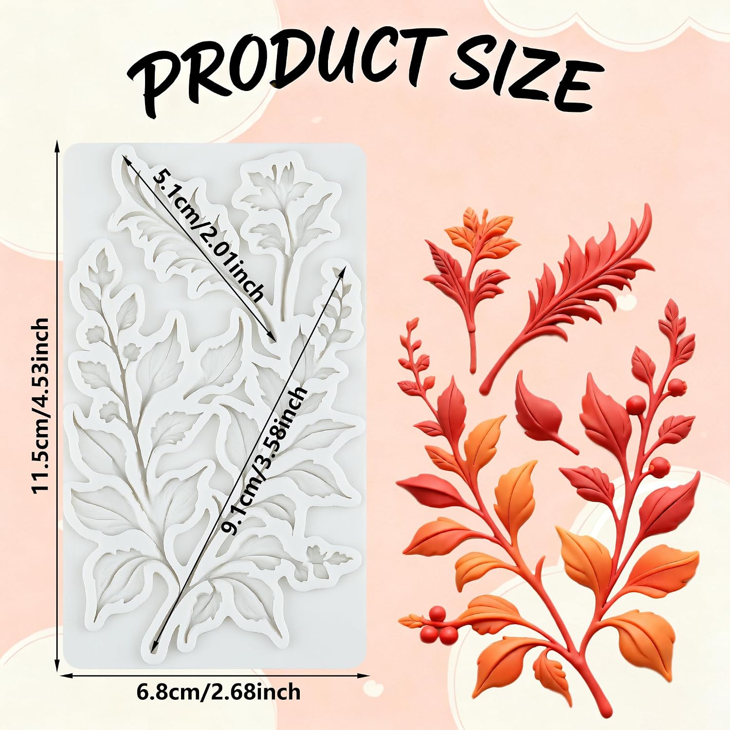 Tree Branch Polymer Clay Mold Leaf Branch Silicone Molds