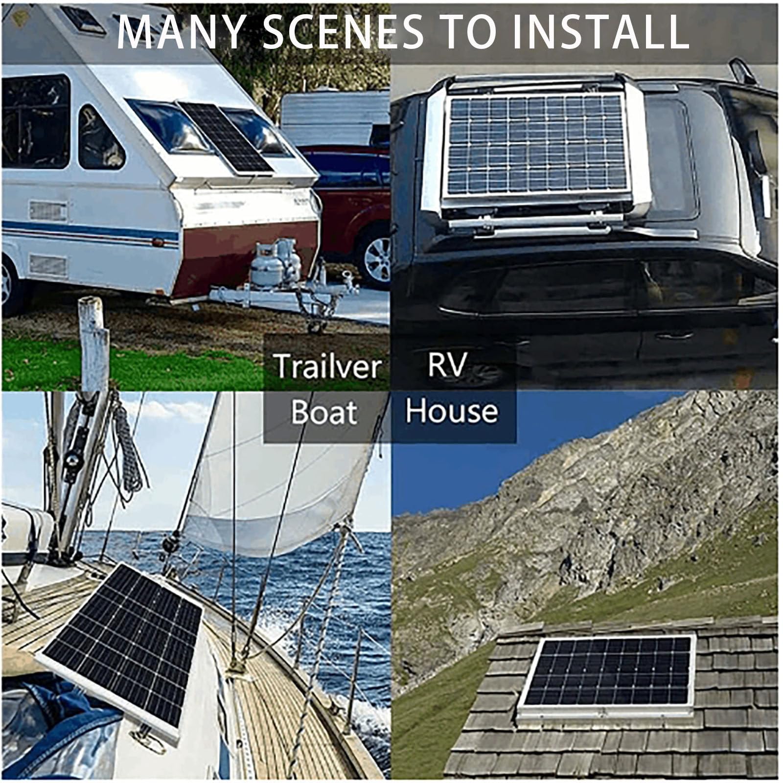 Kit Flessibile di Pannelli Solari Monocristallini Ultraleggeri, Kit di Batterie Solari Semi-Flessibili da 400W 18V, con Regolatore da 40A,Double