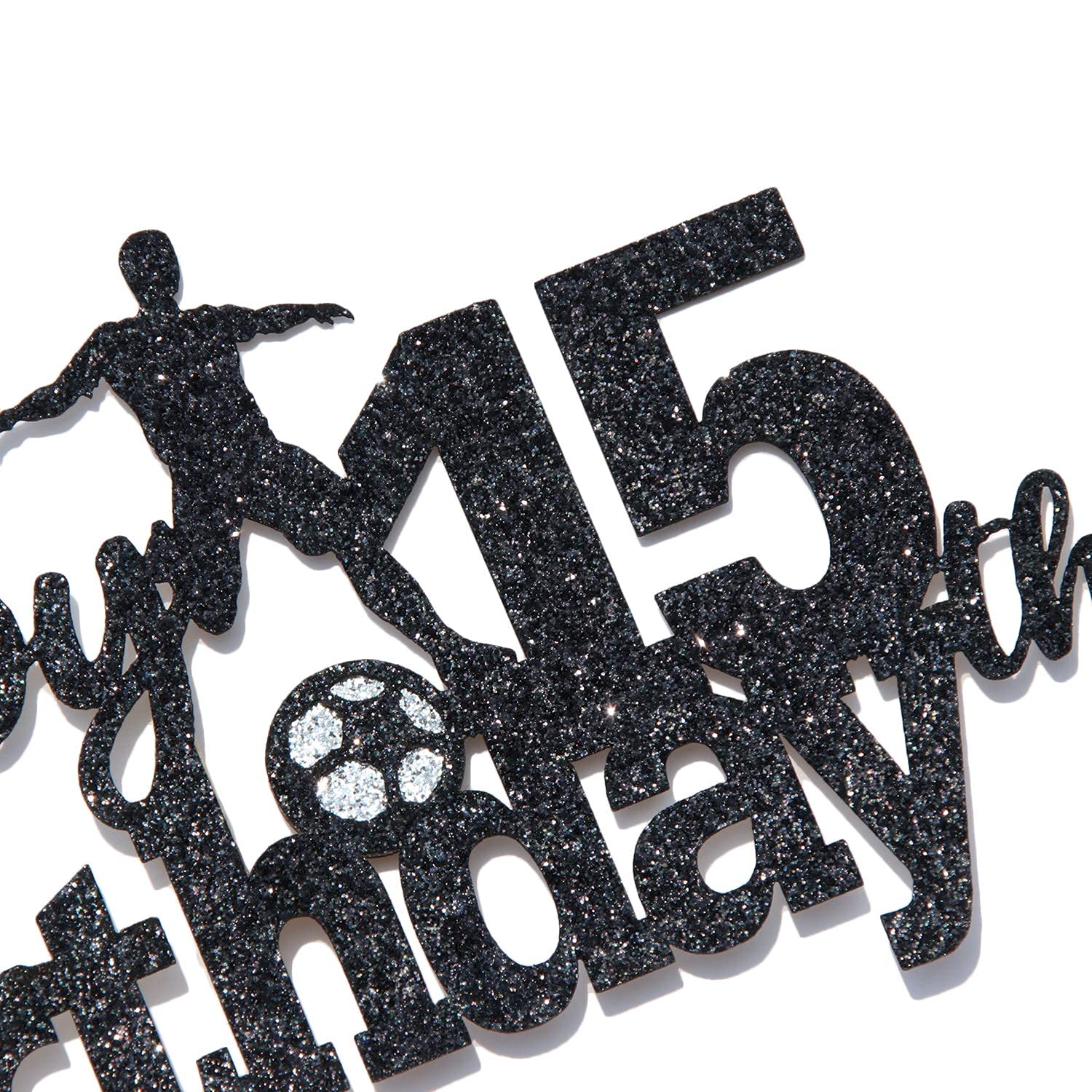 Buy Black Glitter Happy 15th Birthday Cake Topper Soccer Ball Cake