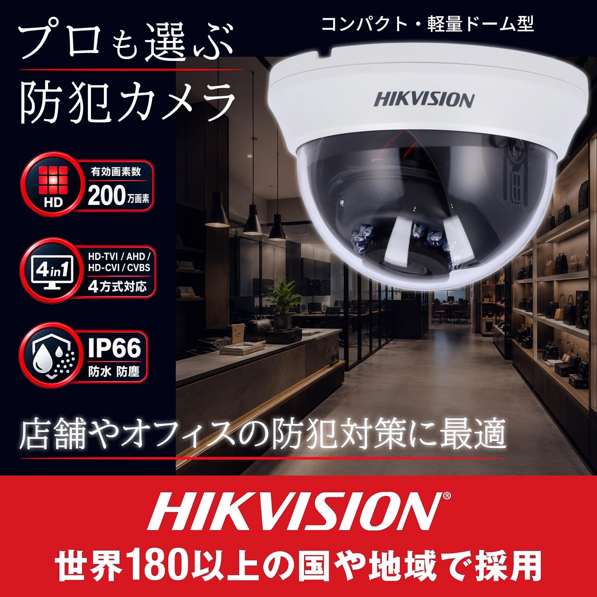 Amazon.co.jp: HIKVISION 防犯カメラ 室内 店舗用 2MP / ドーム型 【3